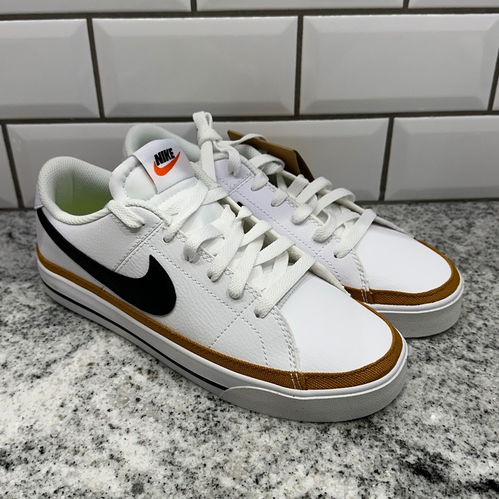 Nike Womens 7.5 Court Legacy NN White Black Desert Ochre Sneakers DH3161-100